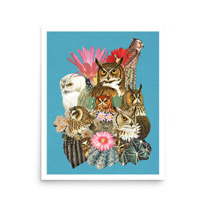 Owl Cacti Art Print