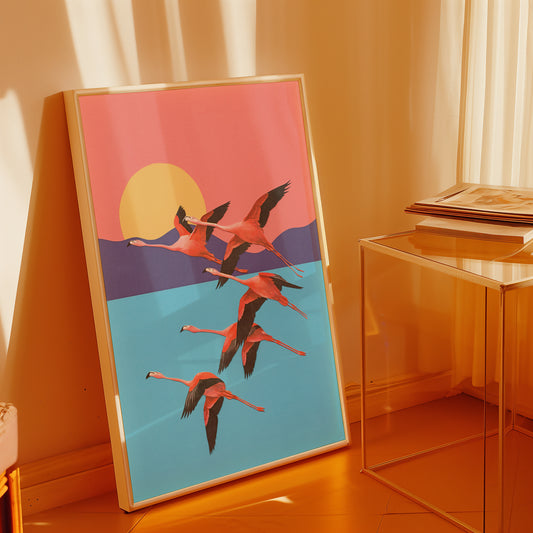 Flight of the Flamingos Art Print