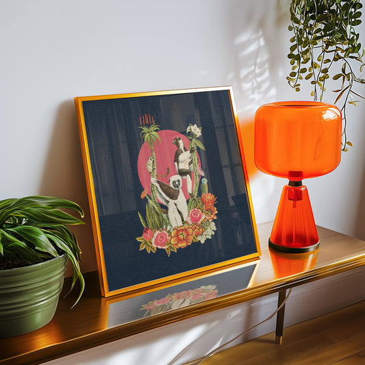 Lemur Sunset Art Print