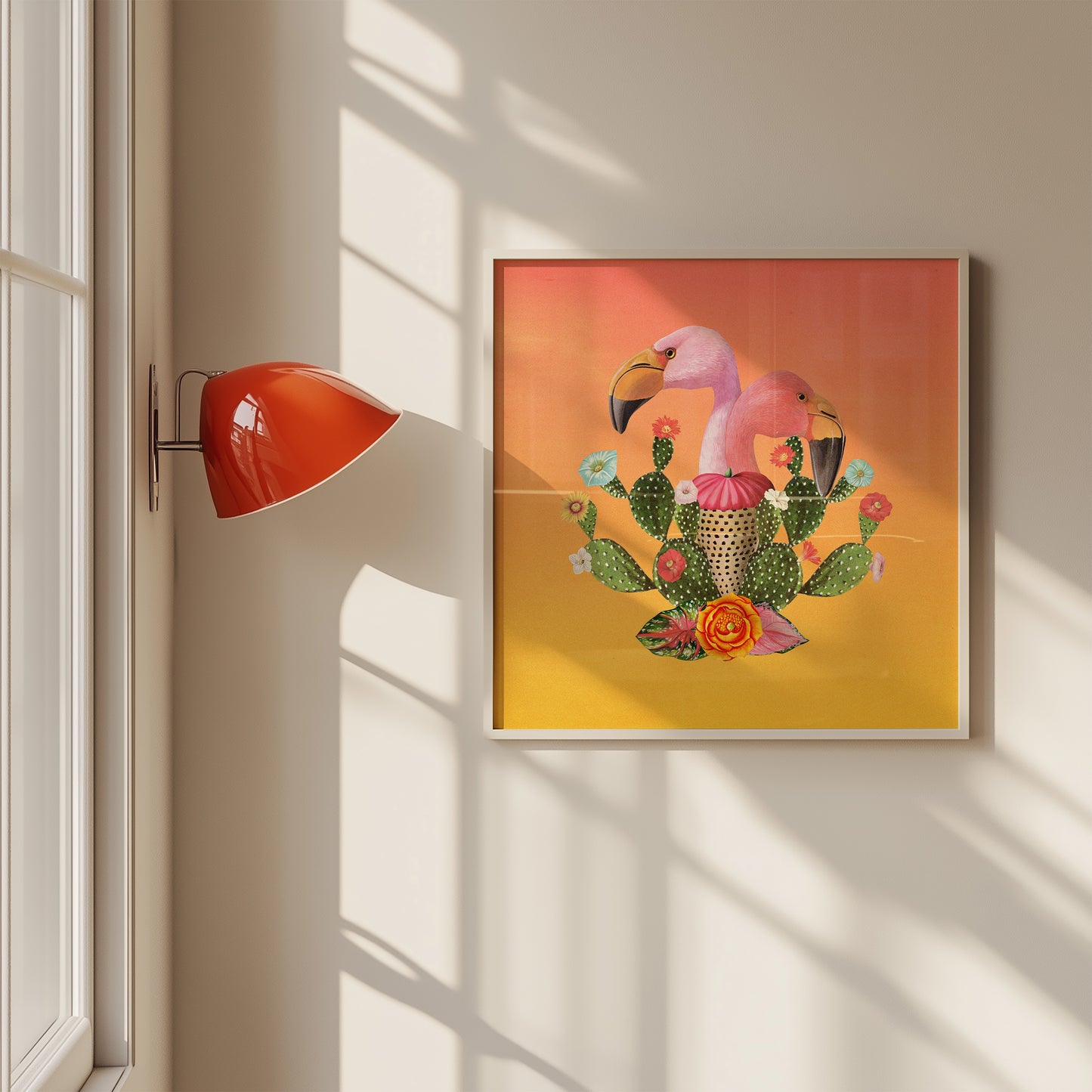 Twin Flamingos Art Print