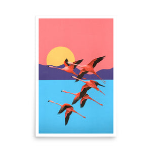 Flight of the Flamingos Art Print