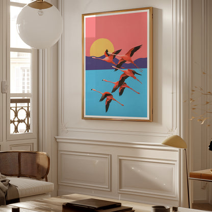 Flight of the Flamingos Art Print