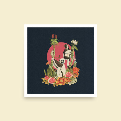 Lemur Sunset Art Print