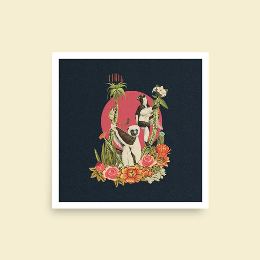 Lemur Sunset Art Print